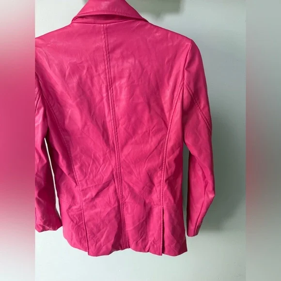 ANTHROPOLOGIE PINK HUTCH VEGAN LEATHER BLAZER SIZE SMALL - Picture 15 of 15